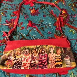 ICON LA vintage leather purse! Great dog art! EUC!